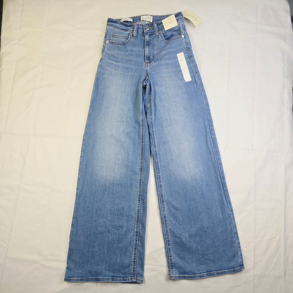 Universal Thread Women High Rise Wide Leg Jeans Size 6 Blue Denim Light Wash H52